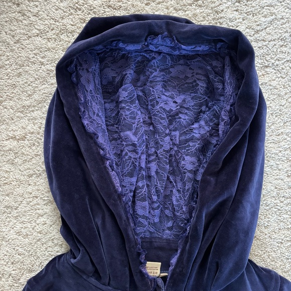 Purple Hooded Velvet Zipper Dress - Picture 7 of 12